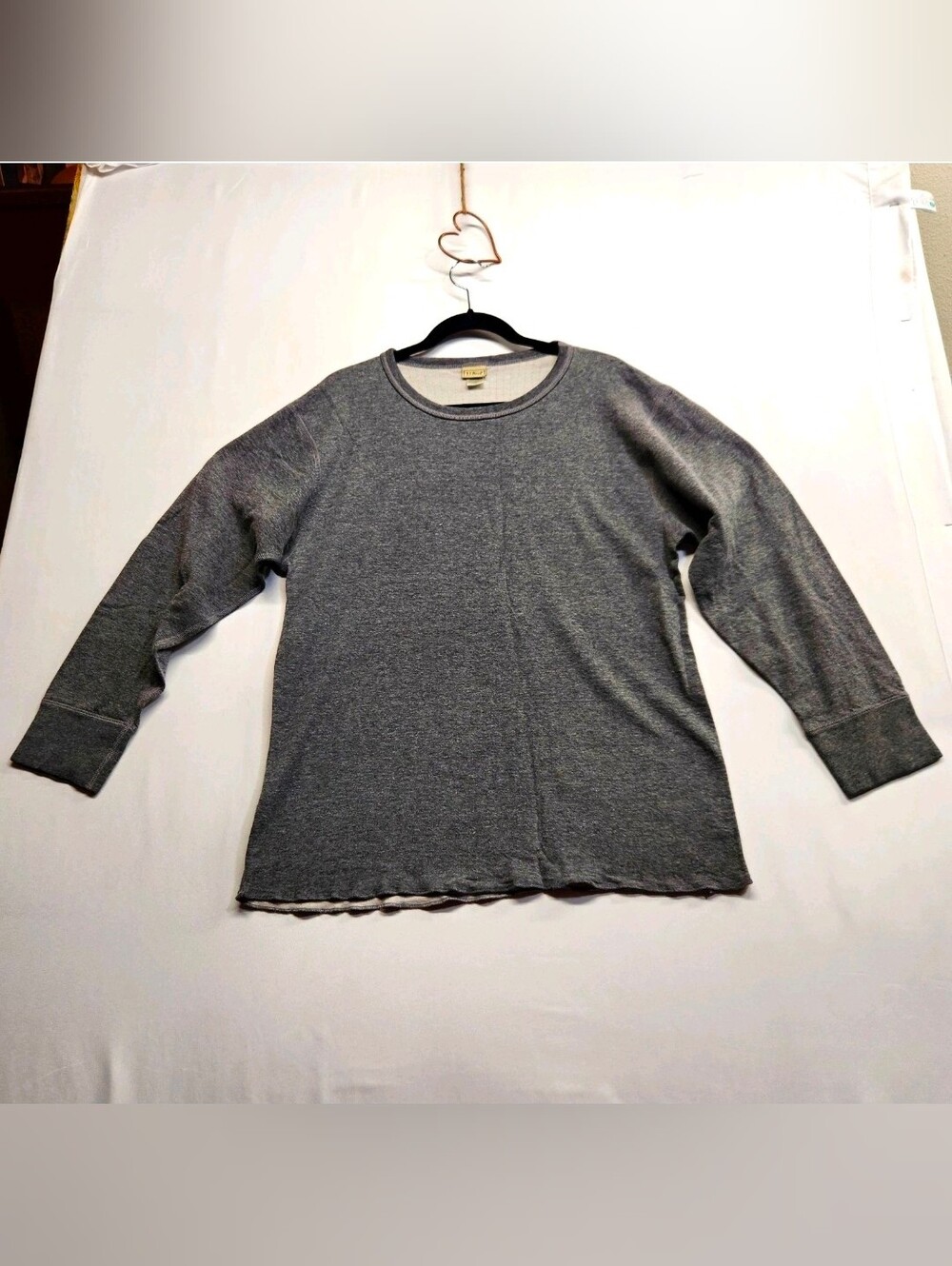 ⭐️Vintage LL Bean River Driver Shirt Double Layer Thermal Crewneck Top L Grey